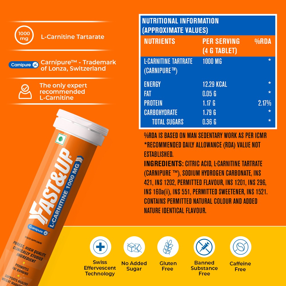 fast&up l-carnitine tartrate 1000mg Fast And Up Lean Body L Carnitine Lemon Effervescent Tablet ready2eat