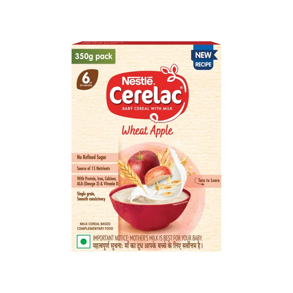Nestle Cerelac Wheat Apple Baby Cereal 6 To 24 Months