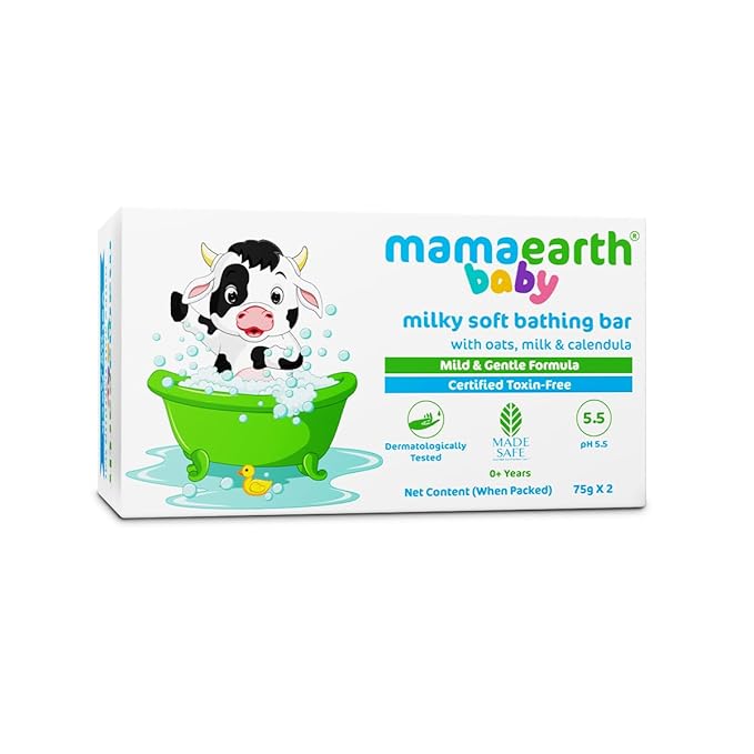 Mamaearth Milky Soft Bathing Bar For Babies With Oats, Milk & Calendula (Each 75gm)